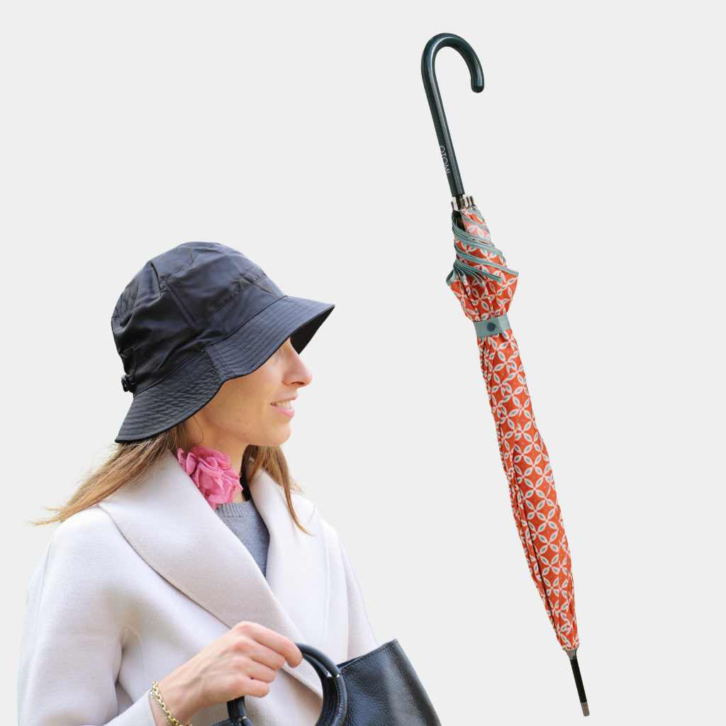 Pack Gorro Lluvia Plegable Negro y Paraguas Largo Camden