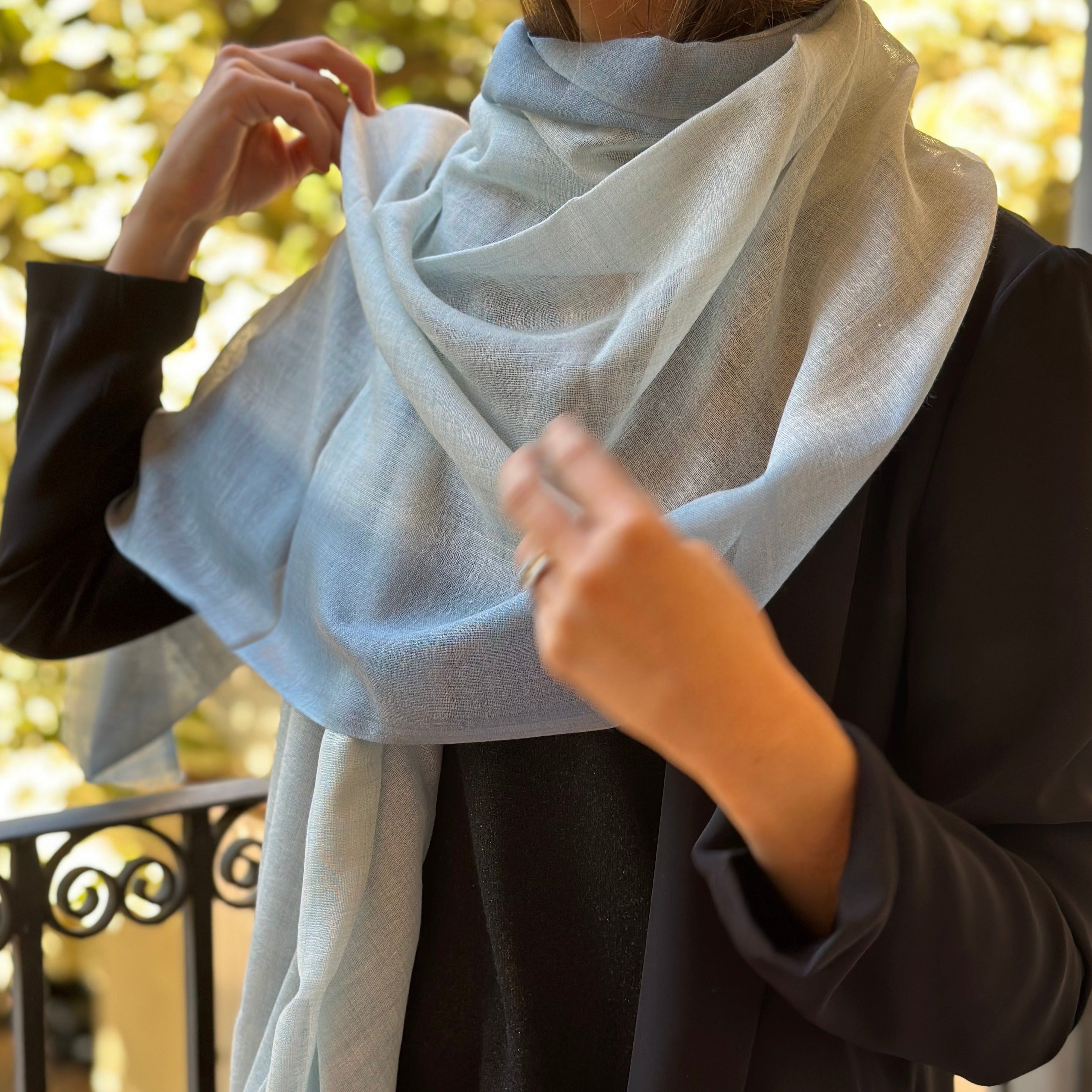 Foulard 100% Lana Gris Azulado