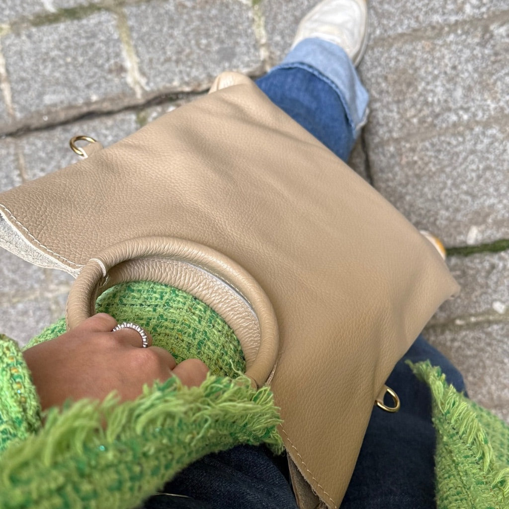 Bolso Anilla Piel Taupe