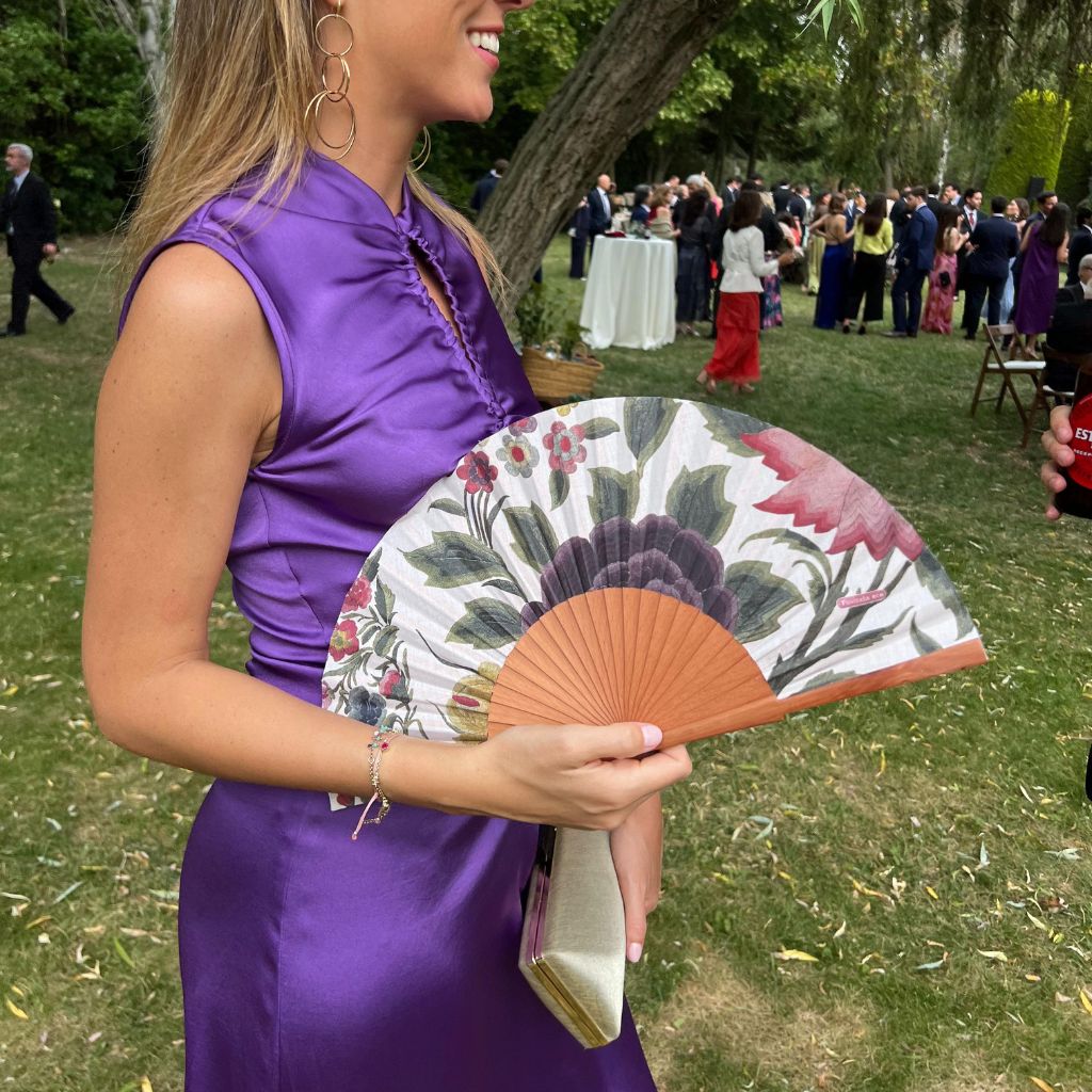 Abanico Mantón Estampado Flores