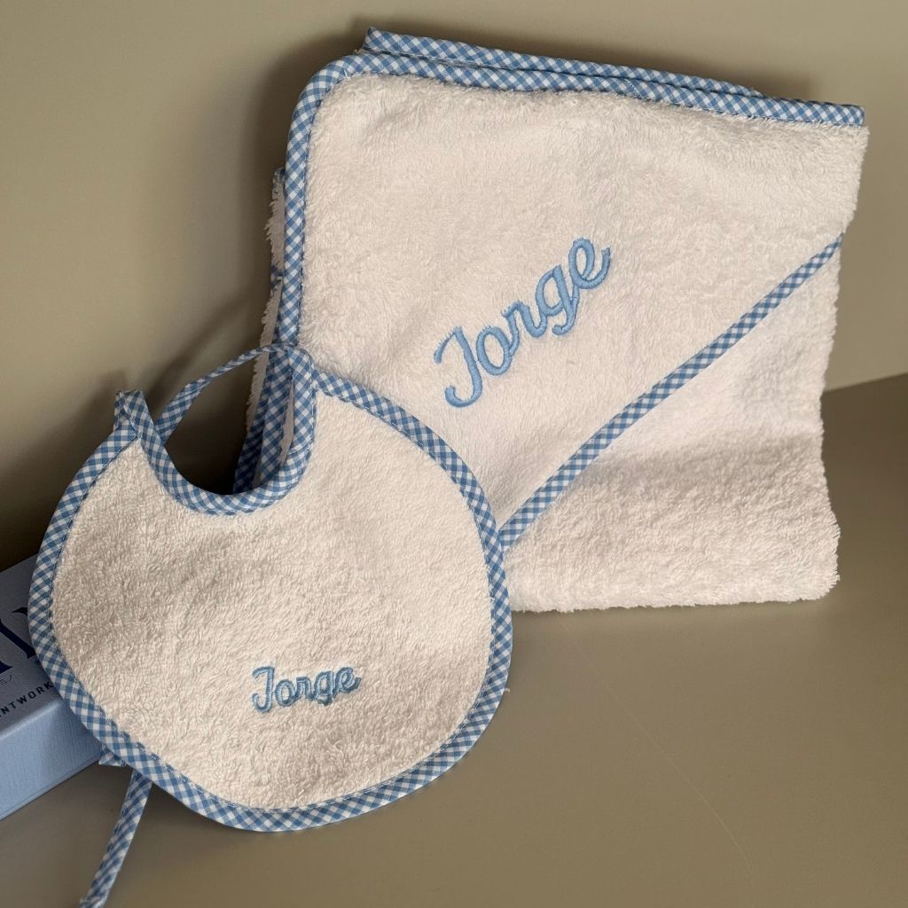 Babero Redondo Rizo Vichy Azul