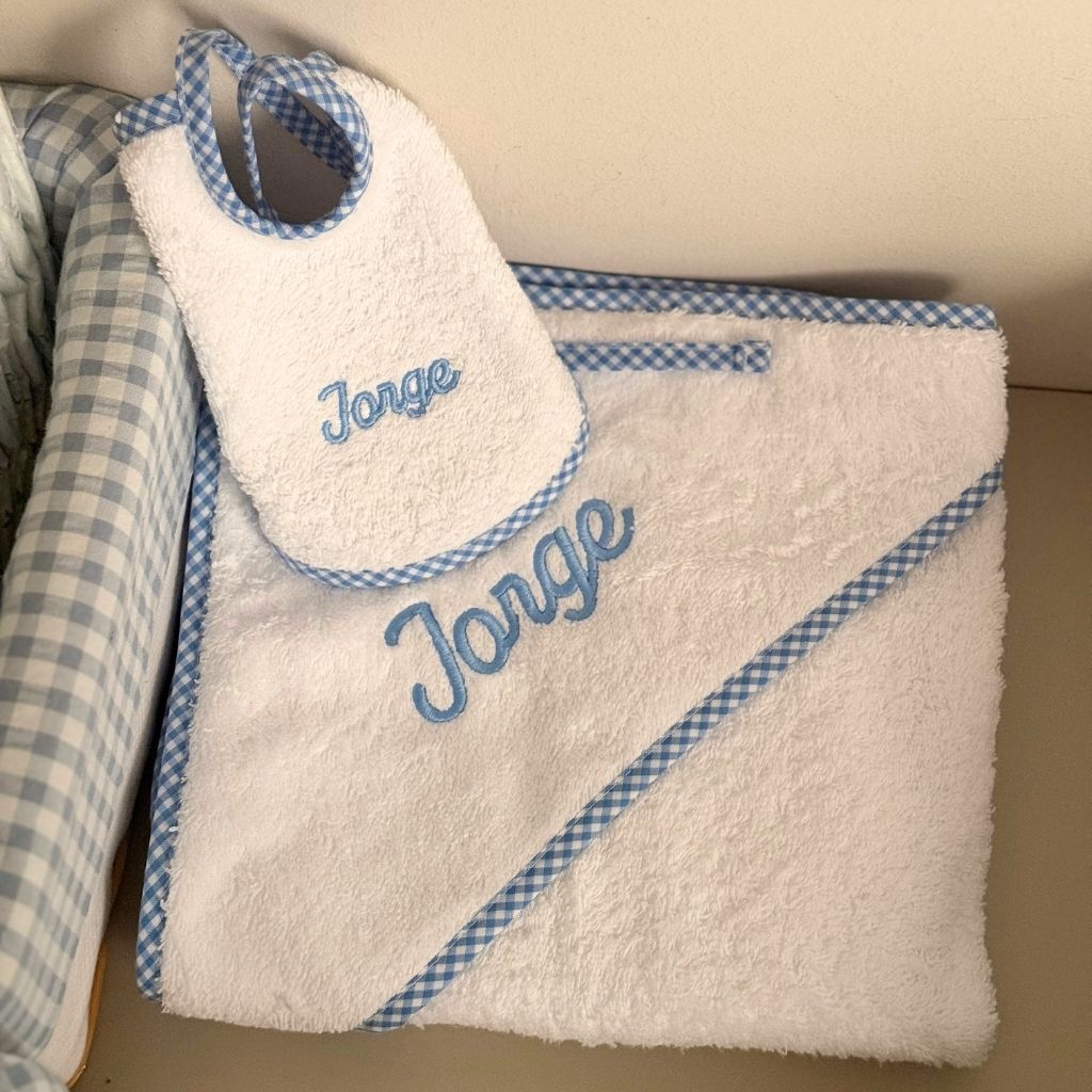 Toalla de Baño Bebé Vichy Azul