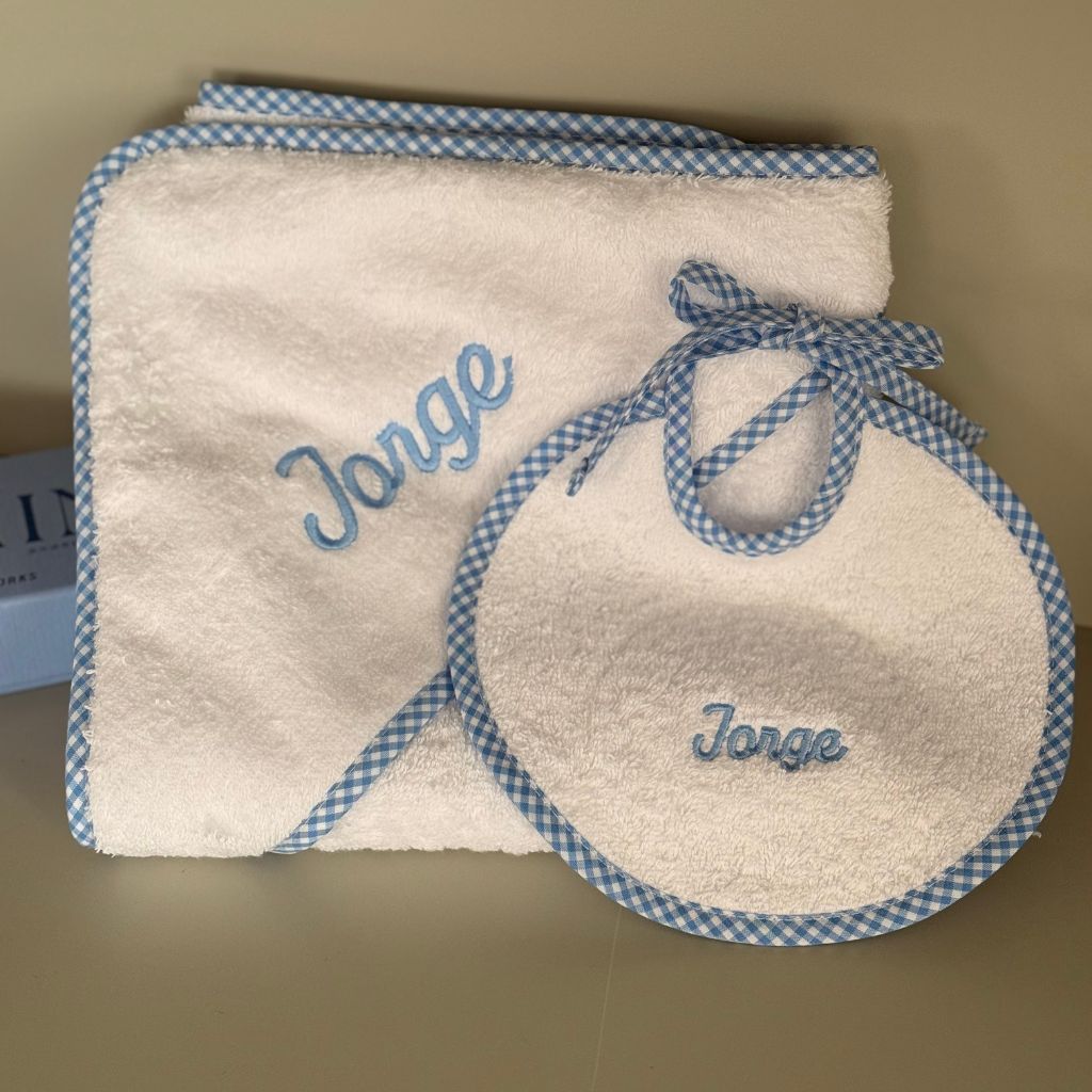 Toalla de Baño Bebé Vichy Azul