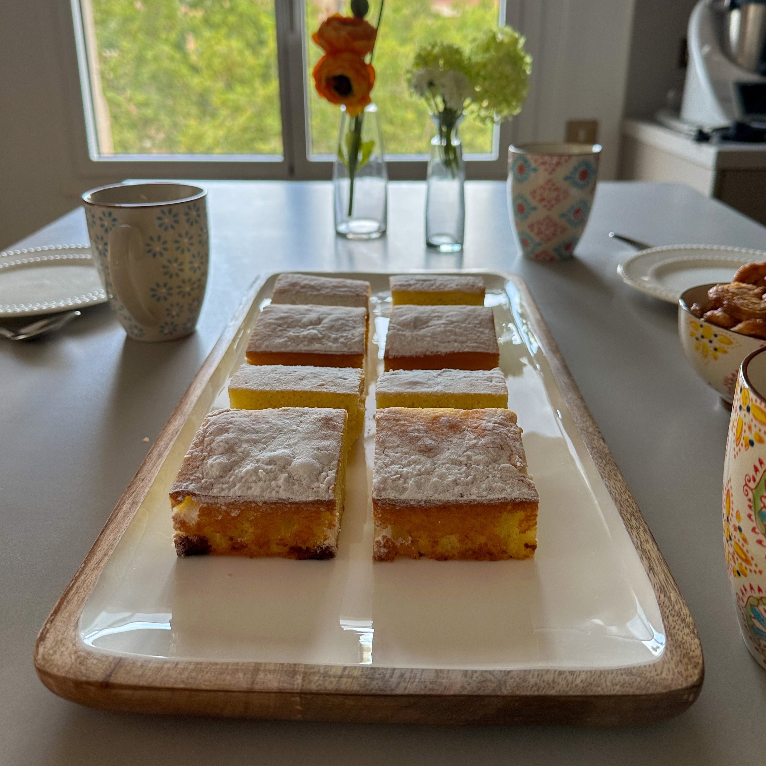 Bandeja Rectangular Madera y Melamina Blanca