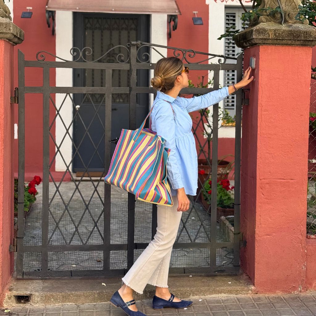 Bolsa Viaje Rayas Amarillo y Azul