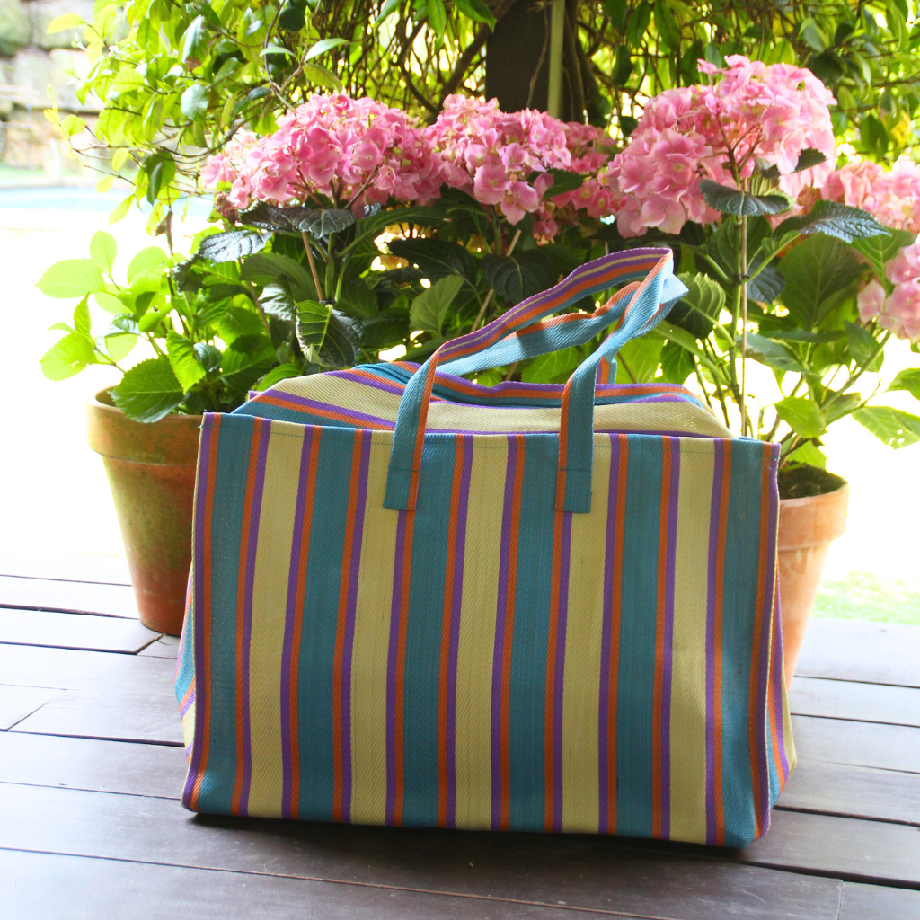 Bolsa Viaje Rayas Amarillo y Azul