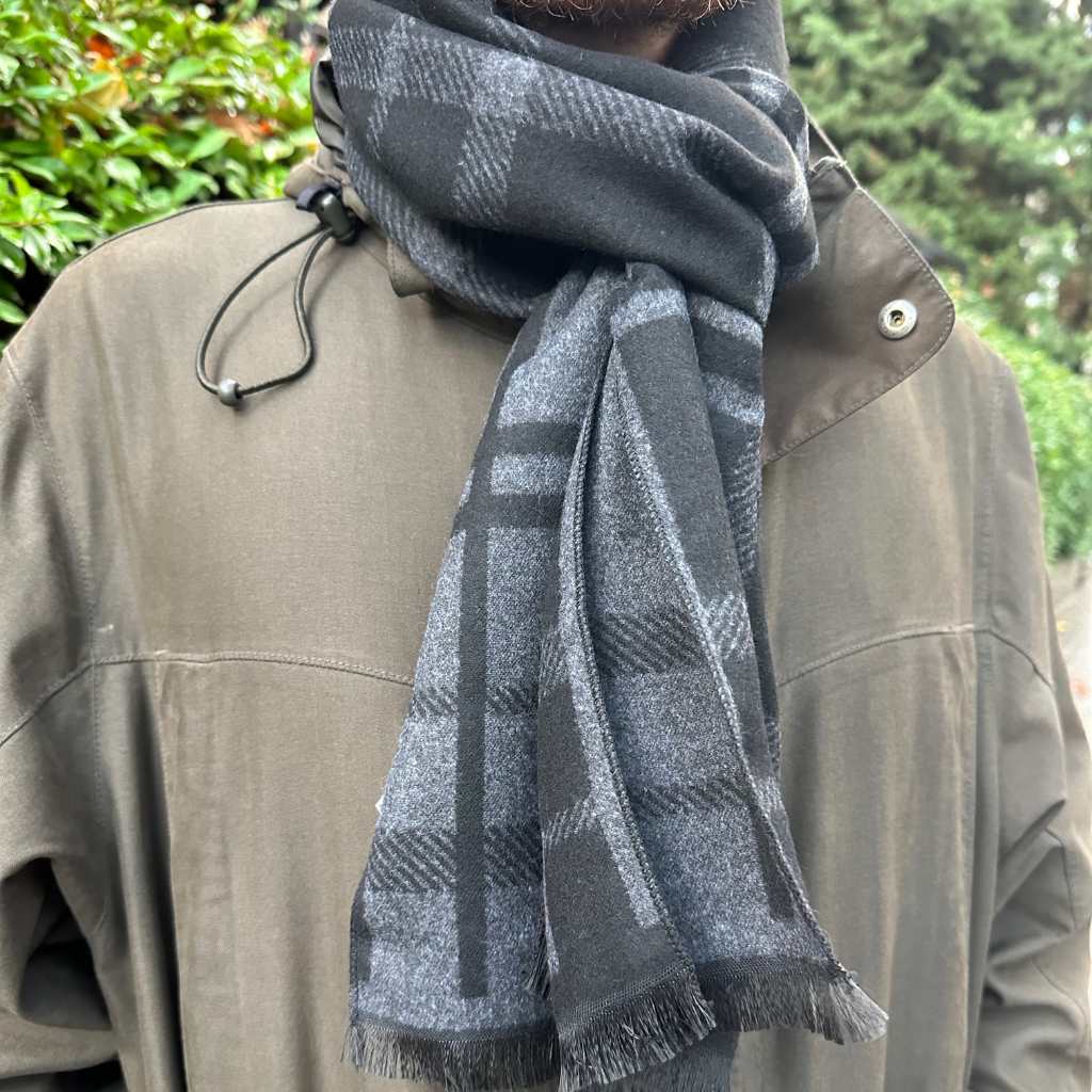 Bufanda Cuadros Negro/Gris