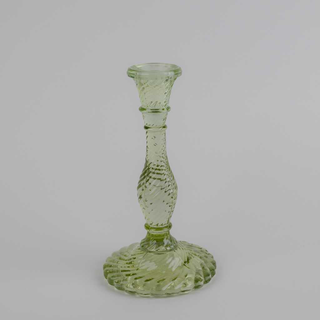 Candelabro grande de cristal de color verde