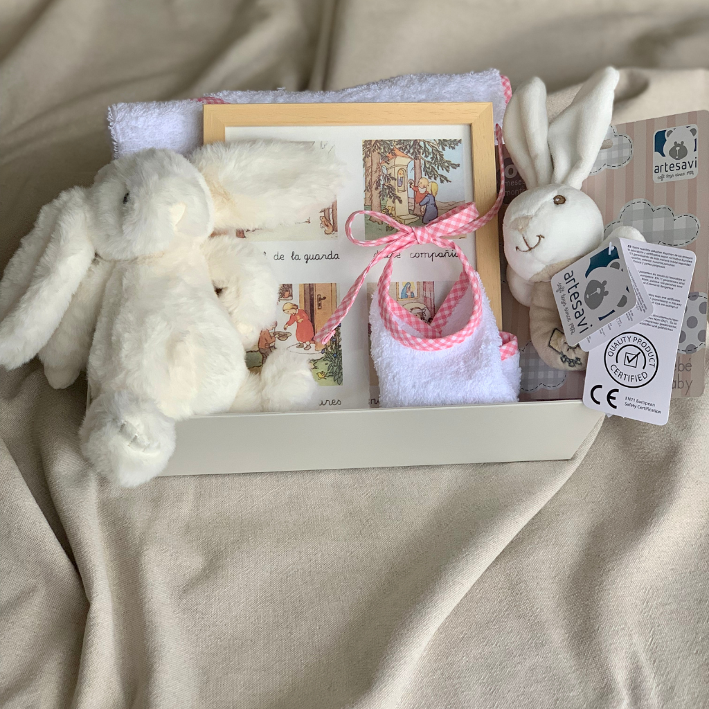 Cesta Recién Nacido Rosa Cuadro Oración
