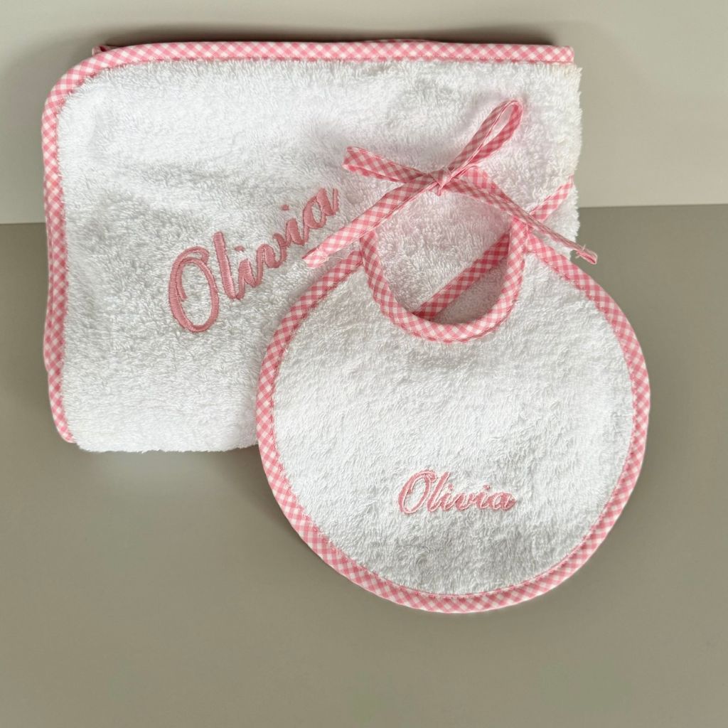 Toalla de Baño Bebé Vichy Rosa