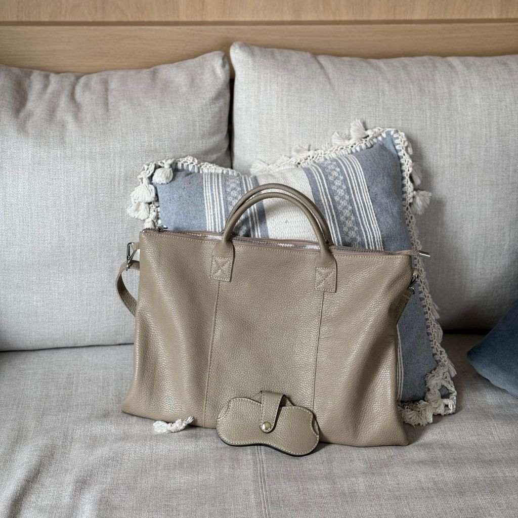 Taupe Leather Glasses Case