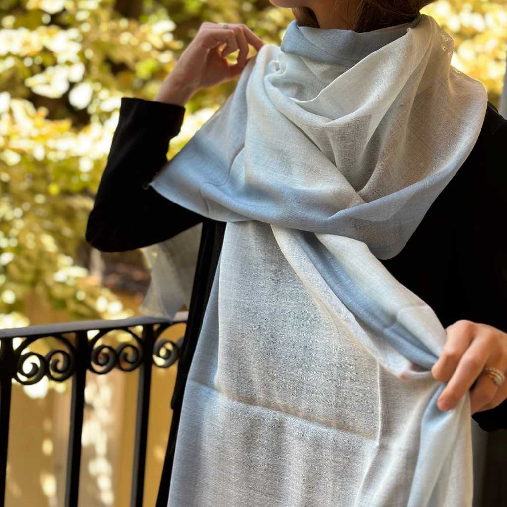 Foulard 100% Lana Gris Azulado