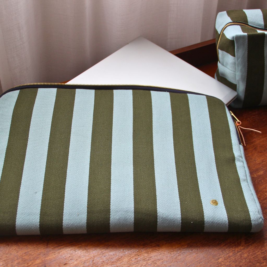 Funda Ordenador Rayas Verde