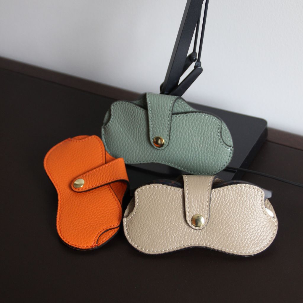 Taupe Leather Glasses Case