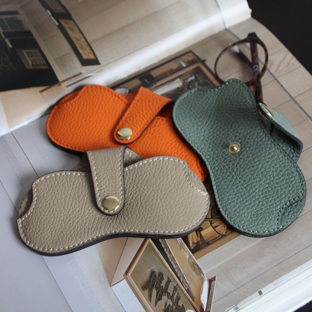 Light Green Leather Glasses Case