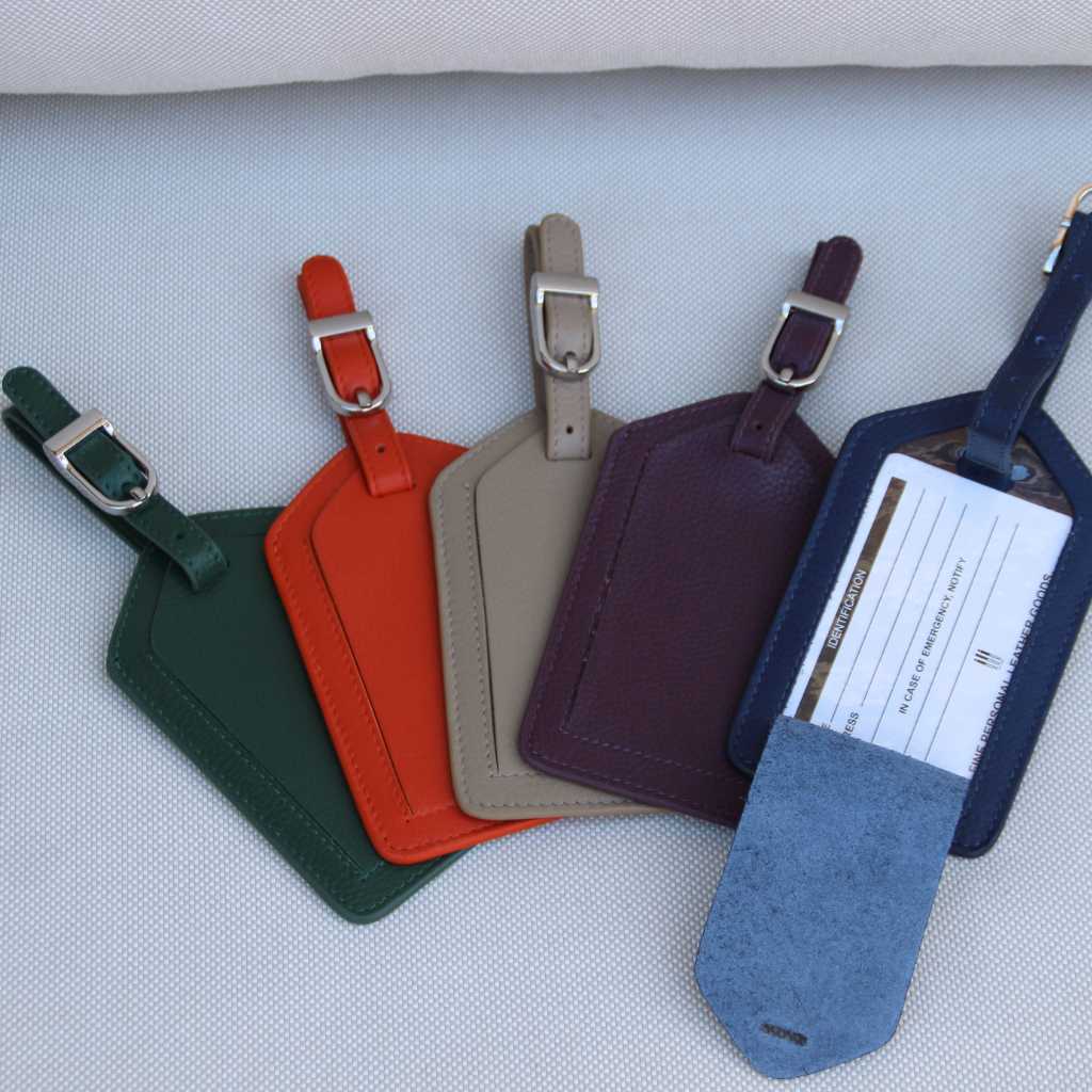 Taupe Leather Suitcase Identifier