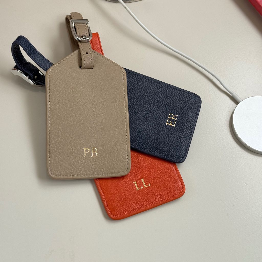 Taupe Leather Suitcase Identifier