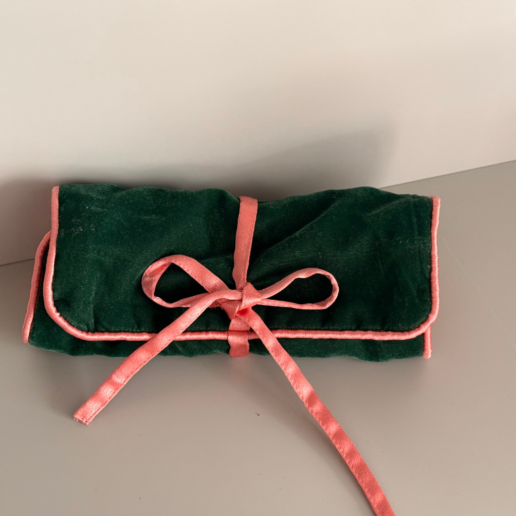 Joyero Terciopelo Verde y Rosa