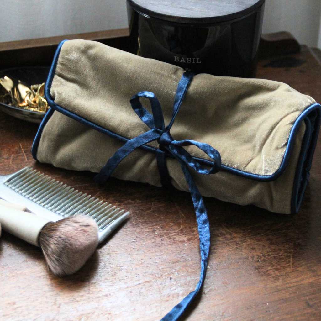 Joyero Terciopelo Beige y Azul