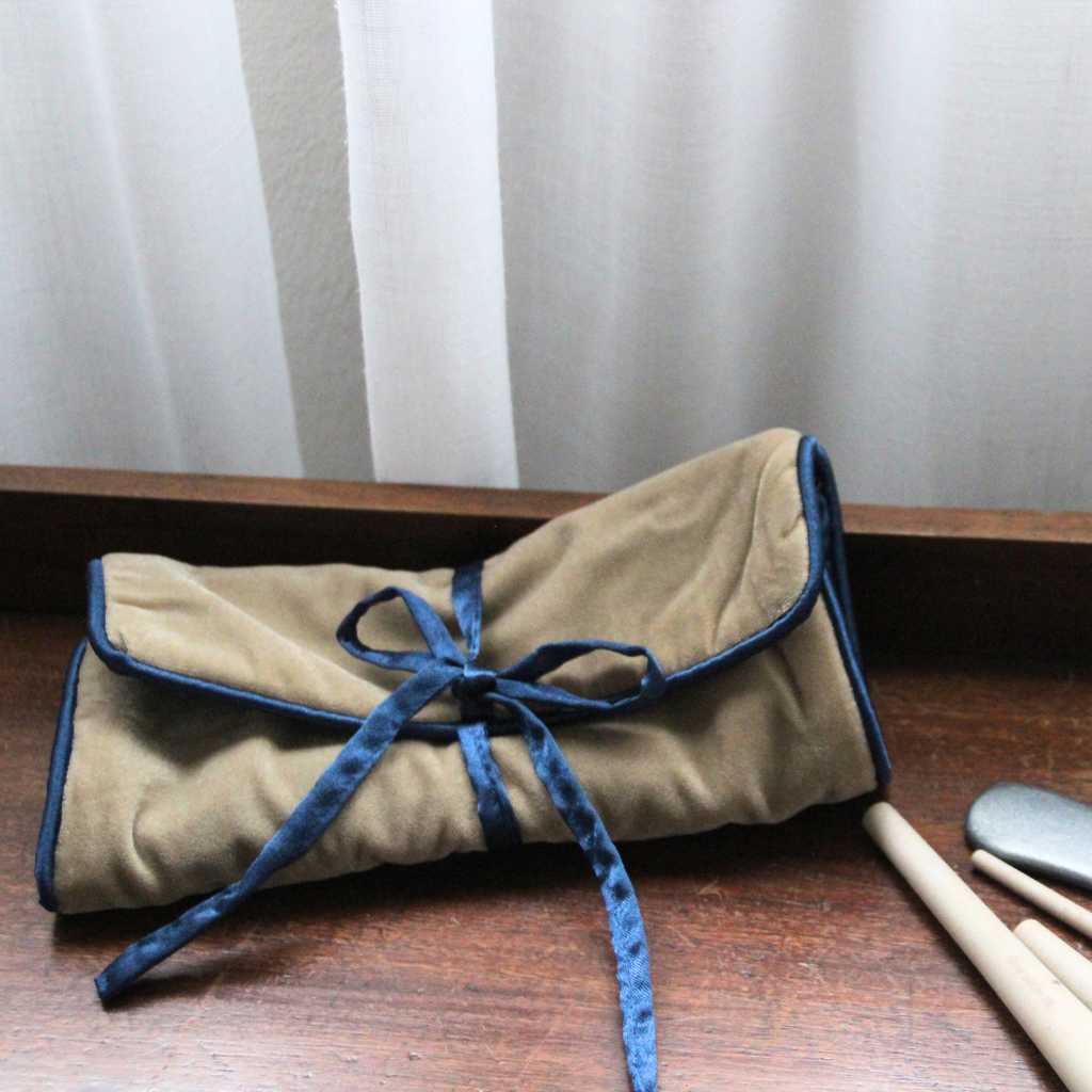 Joyero Terciopelo Beige y Azul