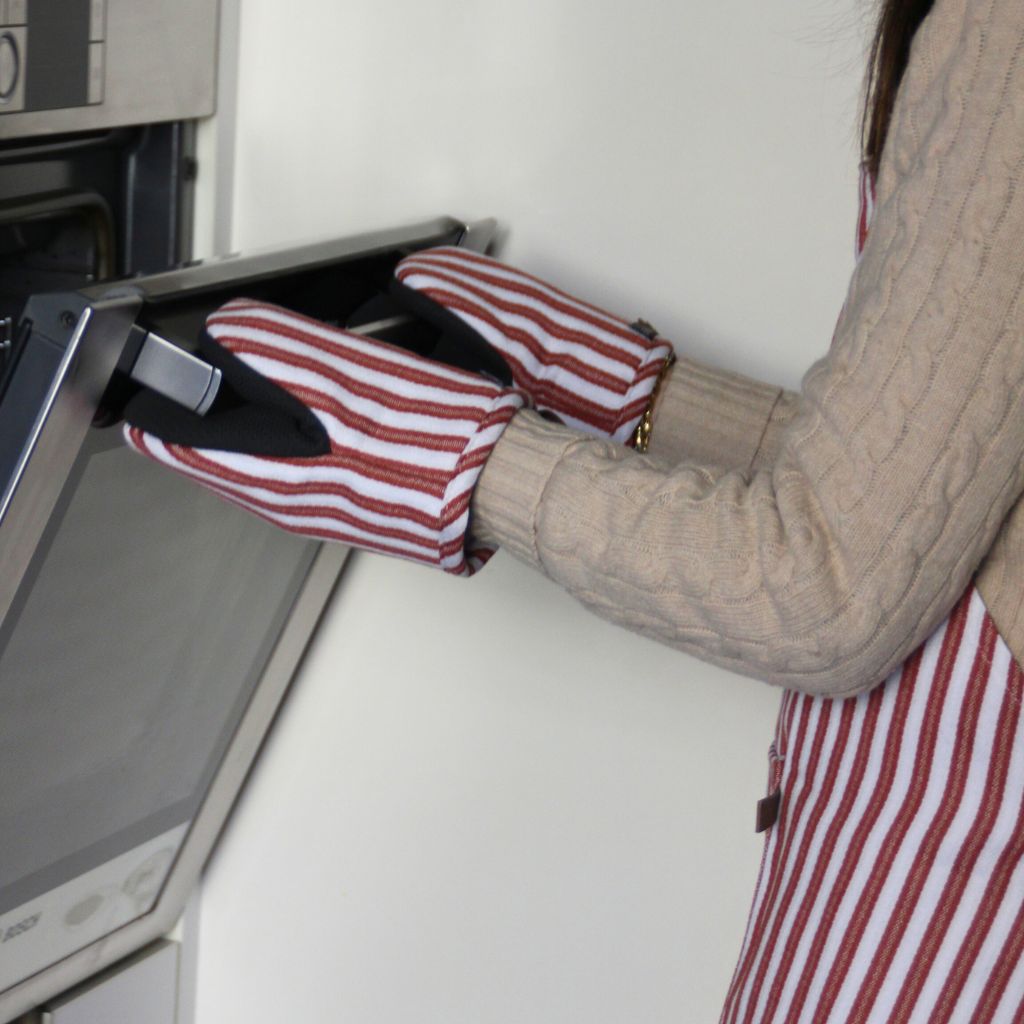 Manopla Horno Rayas Granate