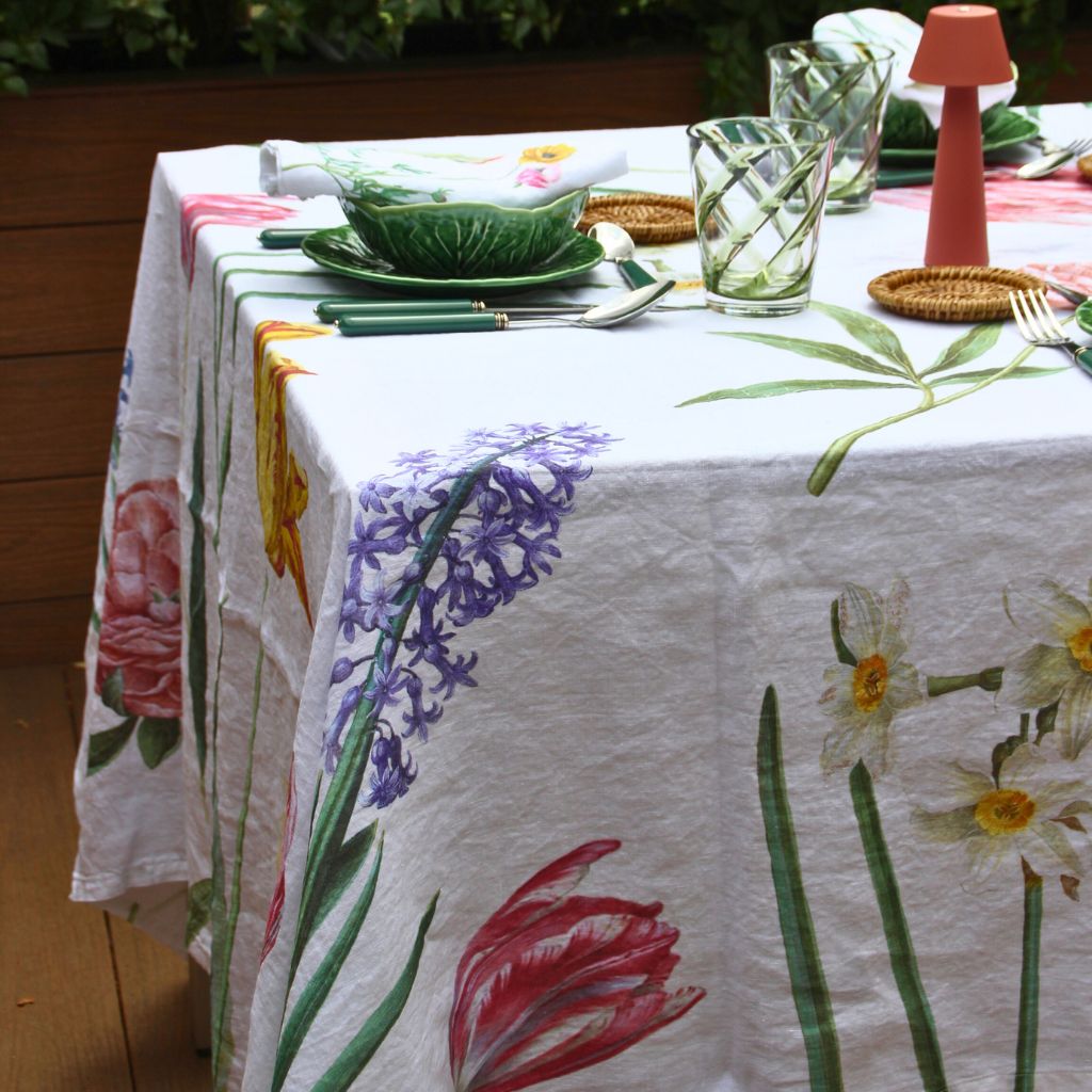 Linen Flower Tablecloth