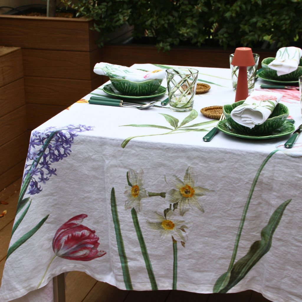 Linen Flower Tablecloth