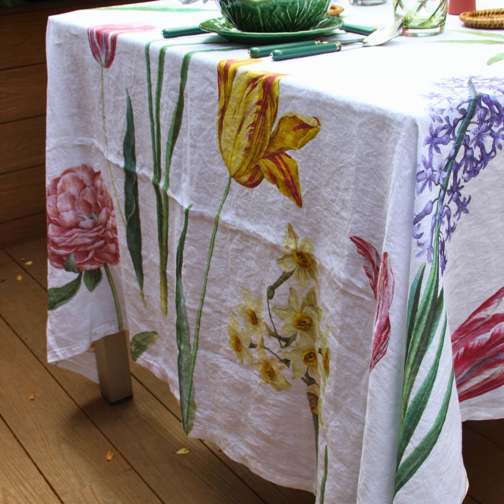 Linen Flower Tablecloth
