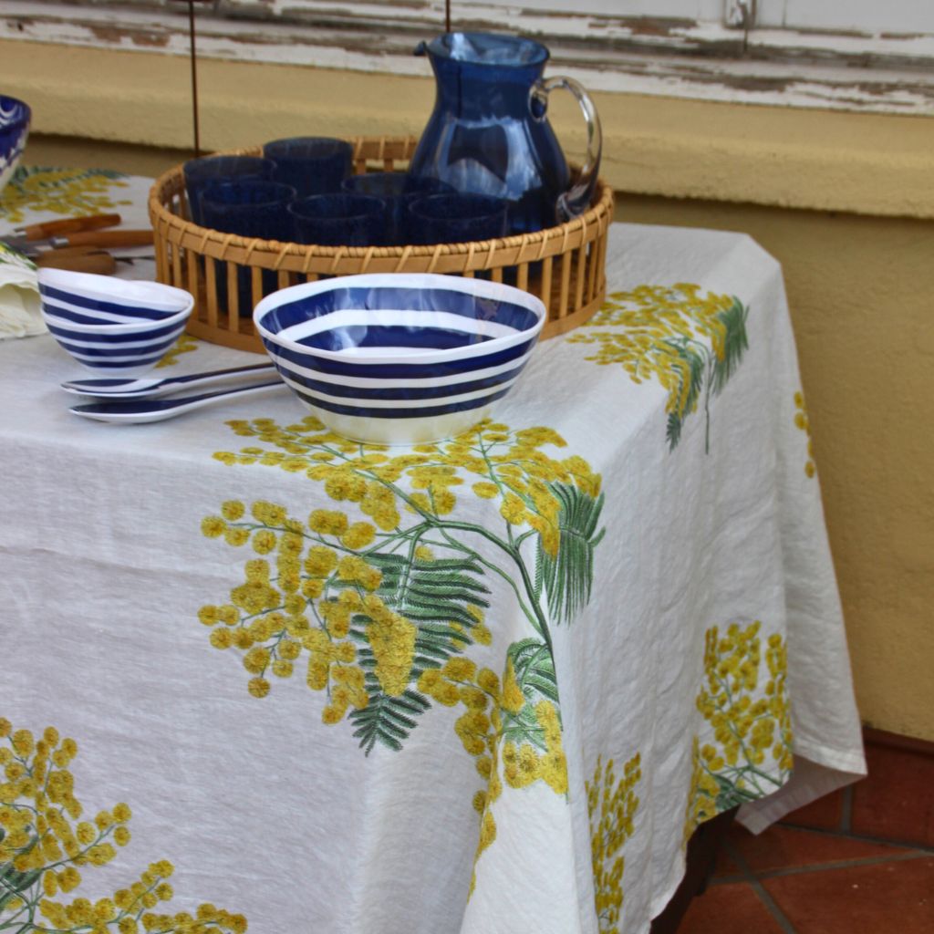 Mimosas Linen Tablecloth