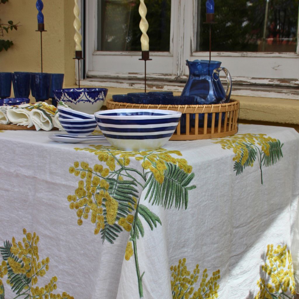Mimosas Linen Tablecloth