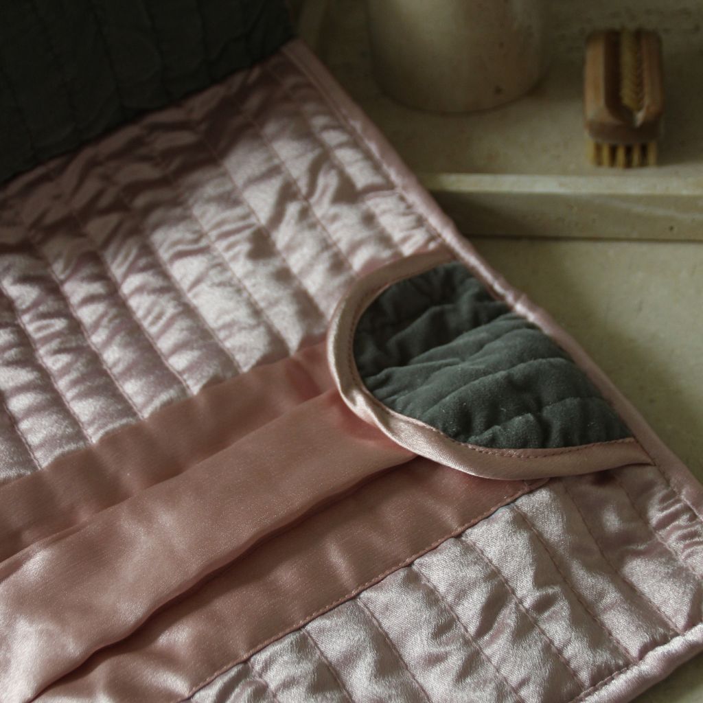 Neceser Terciopelo Gris y Rosa Palo