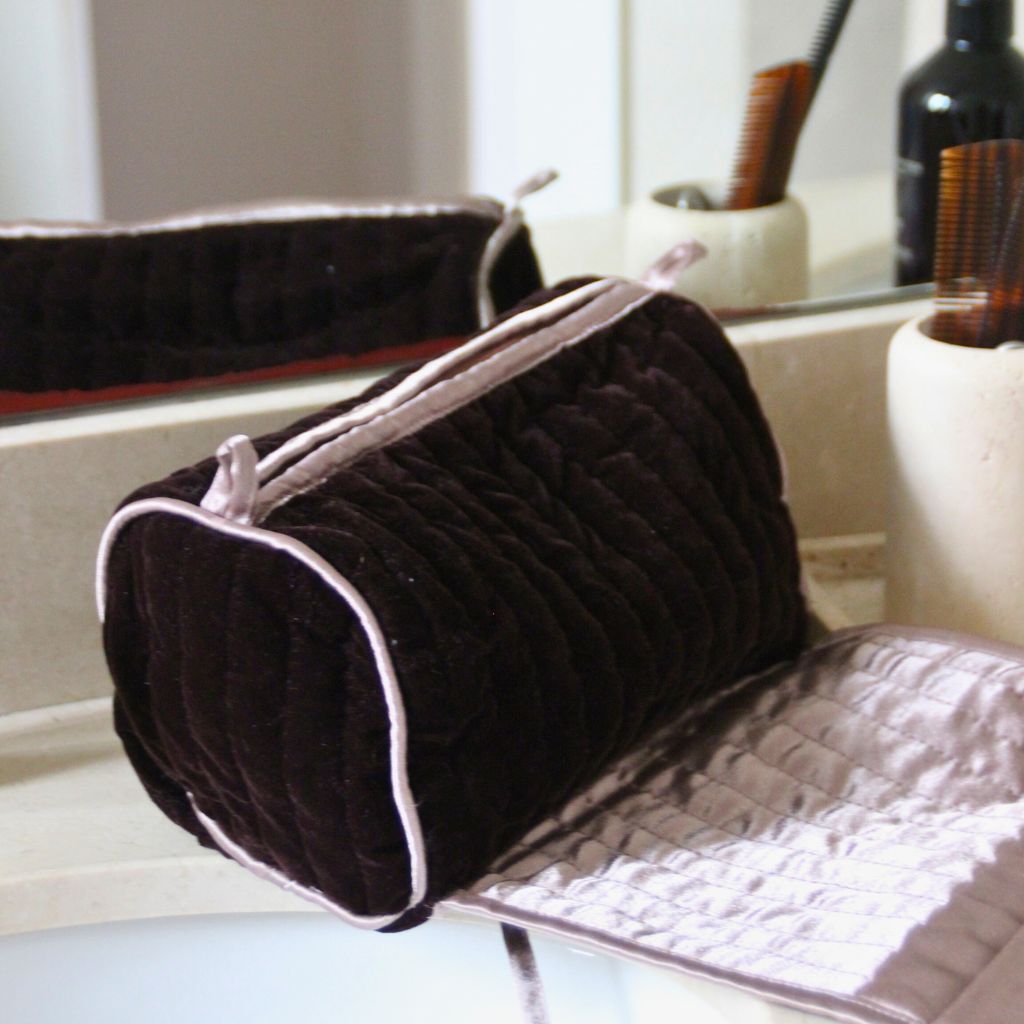 Neceser Terciopelo Teja y Rosa Palo