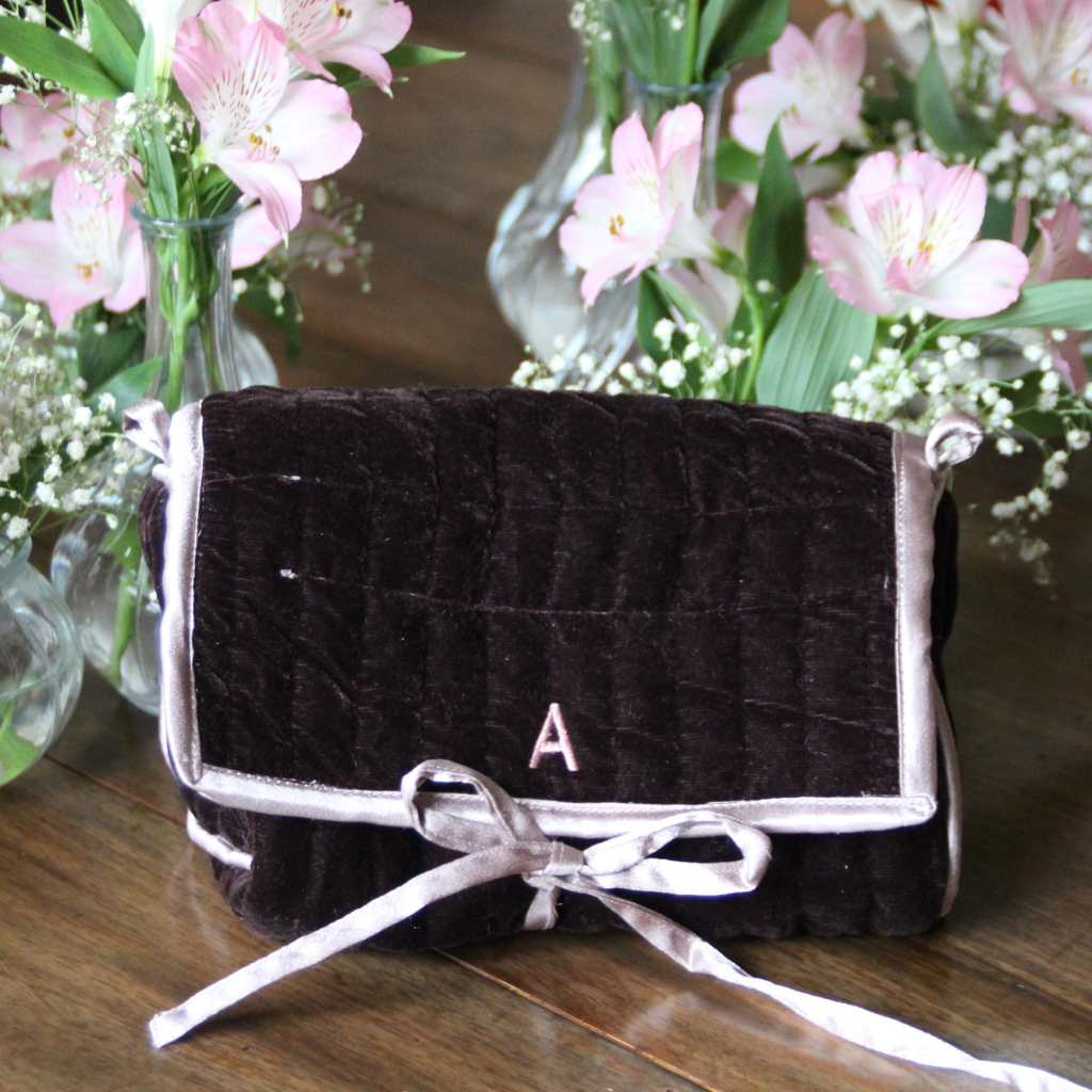 Neceser Terciopelo Teja y Rosa Palo