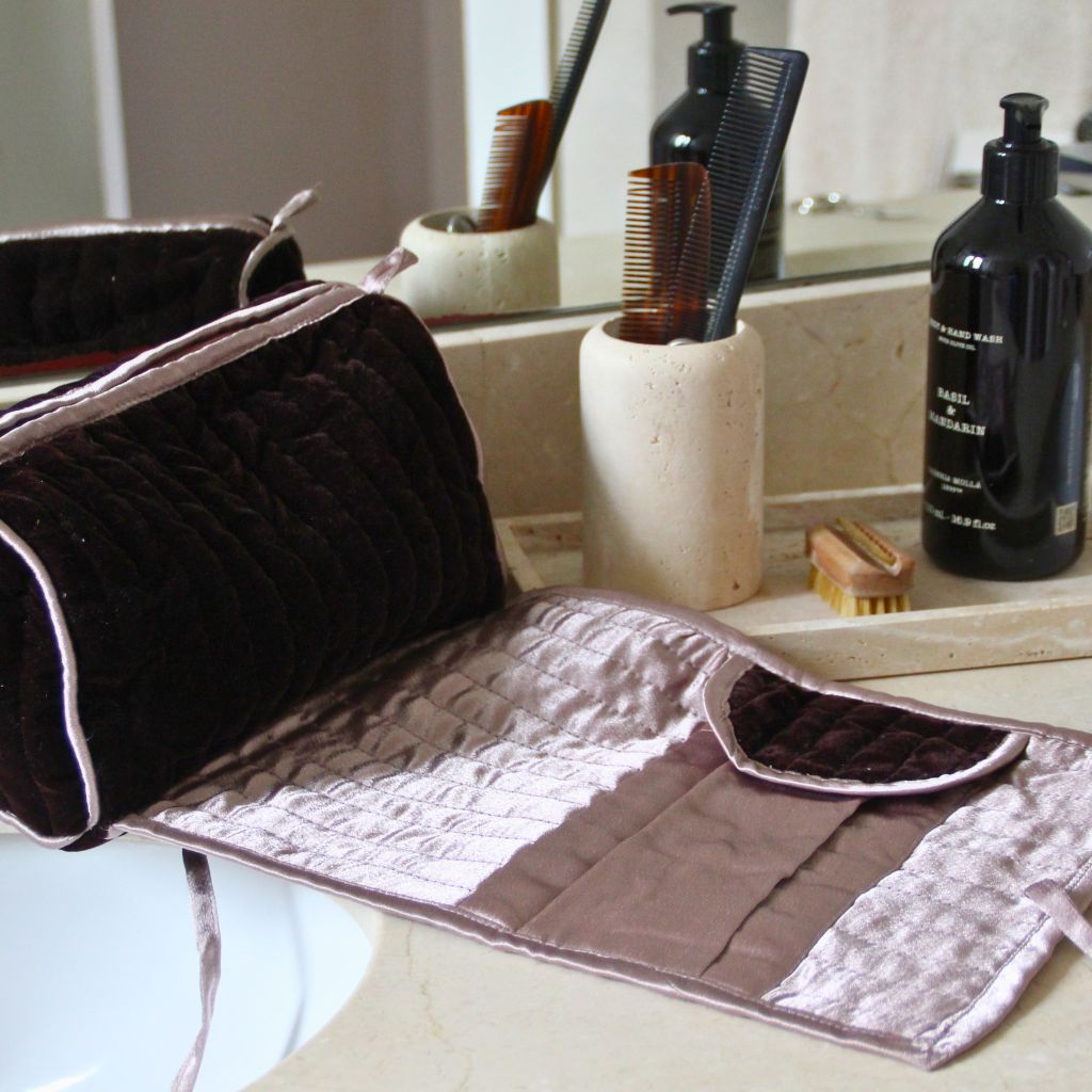 Neceser Terciopelo Teja y Rosa Palo