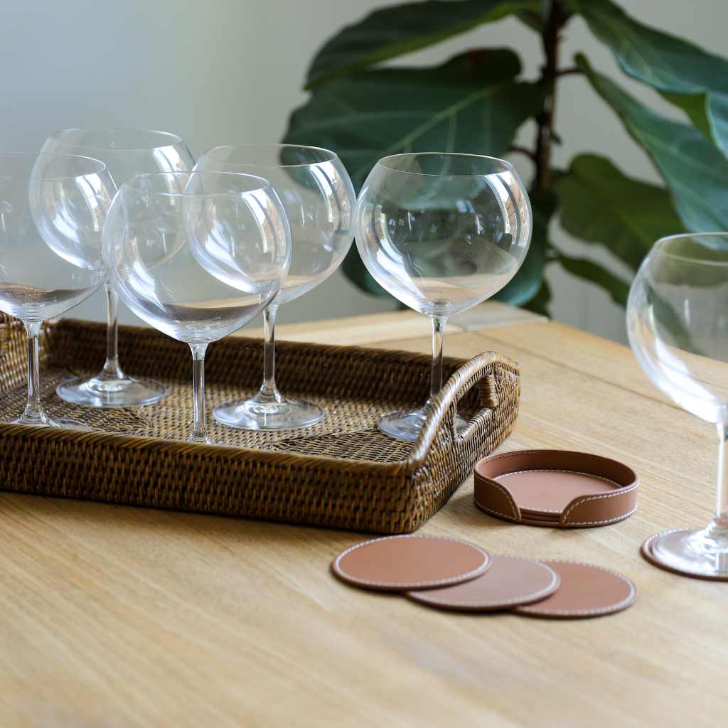 Pack Gin&Tonic Ratán y Posavasos Piel Cognac