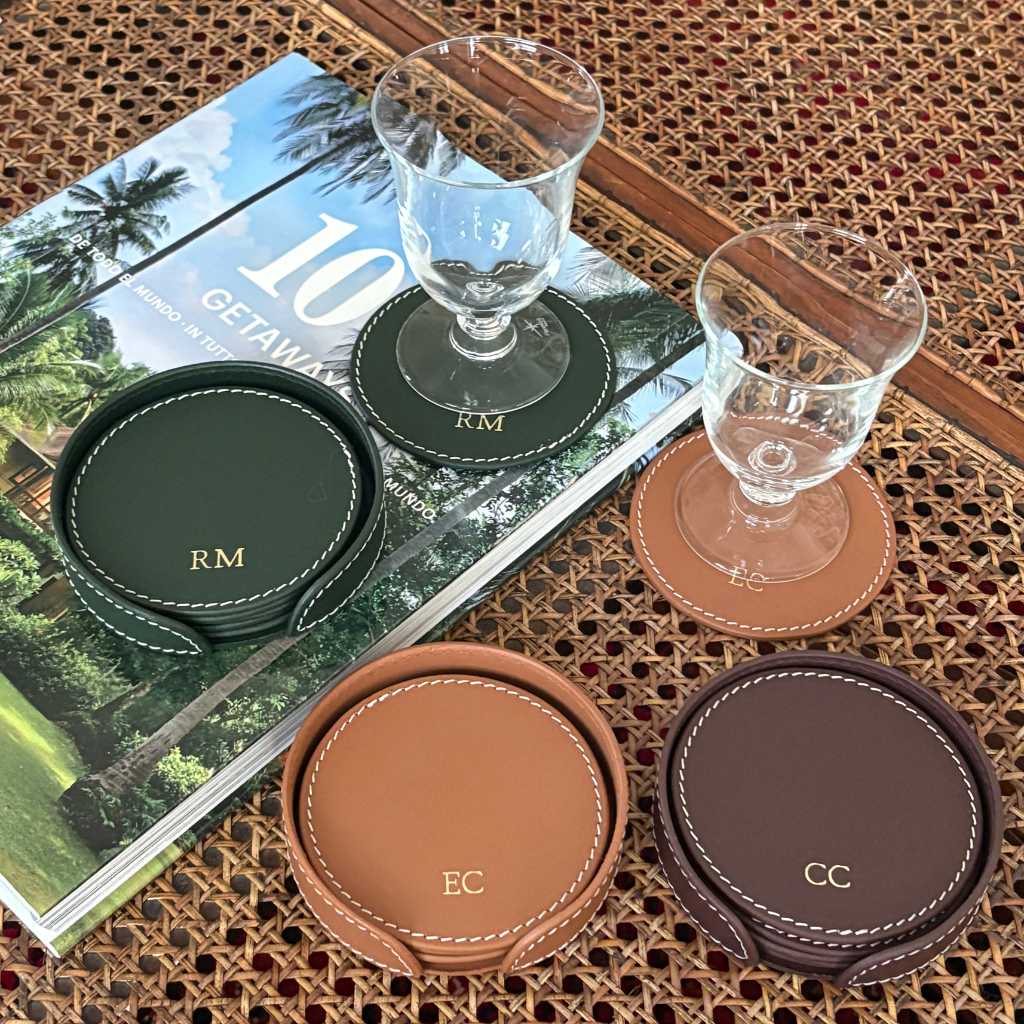 Posavasos Piel Burdeos (6 uds)
