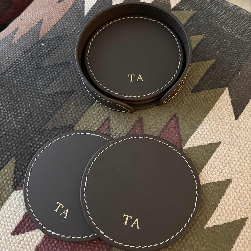Taupe Leather Coasters (6 units)