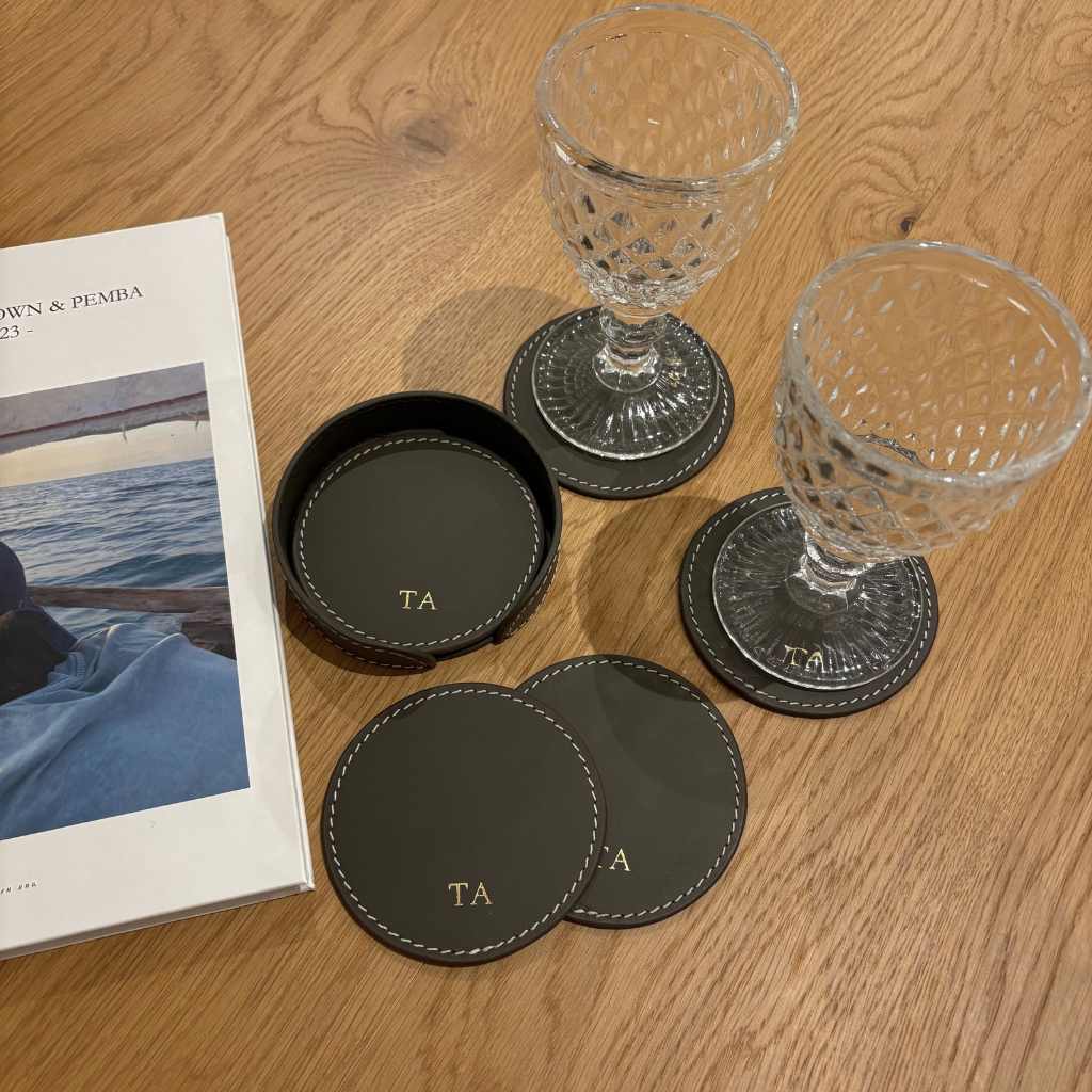 Taupe Leather Coasters (6 units)