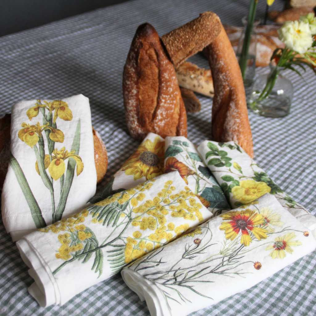 Servilletas de Lino Flor Amarilla (Set de 6)