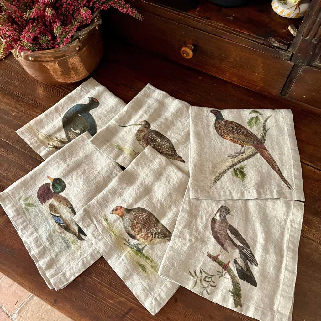 Servilletas Lino Aves (Set de 6)