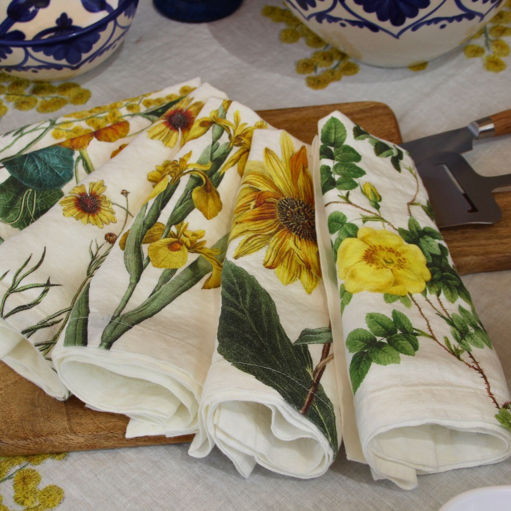 Servilletas de Lino Flor Amarilla (Set de 6)