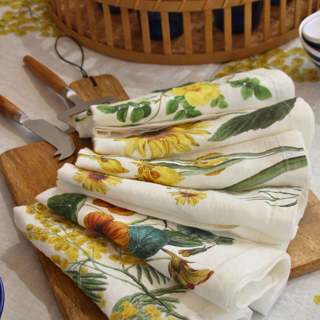 Servilletas de Lino Flor Amarilla (Set de 6)