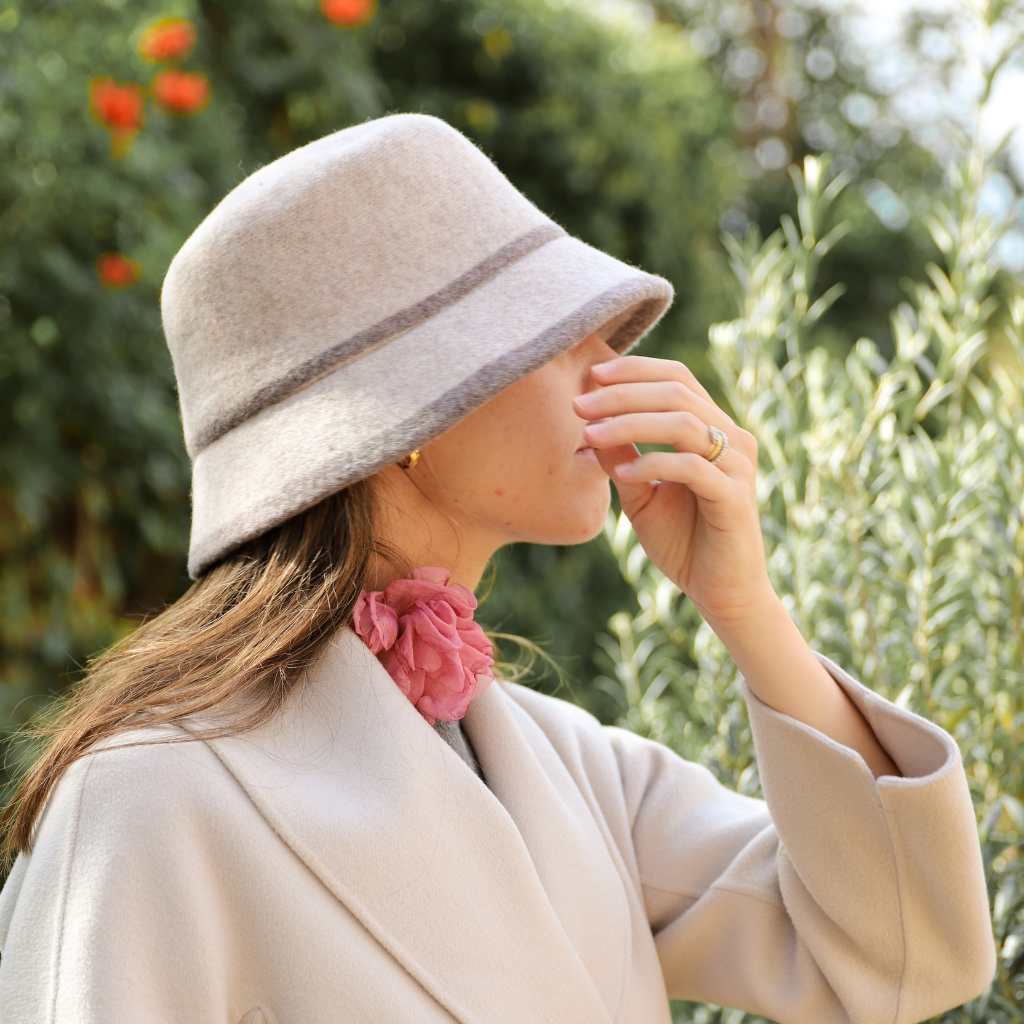 Sombrero Franela Taupe Bicolor