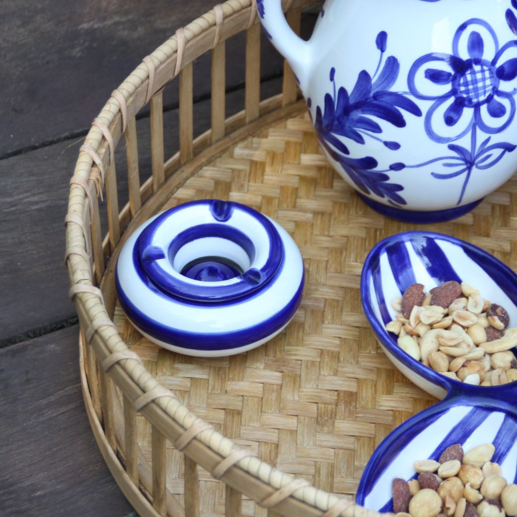 Cenicero Rayas Azul