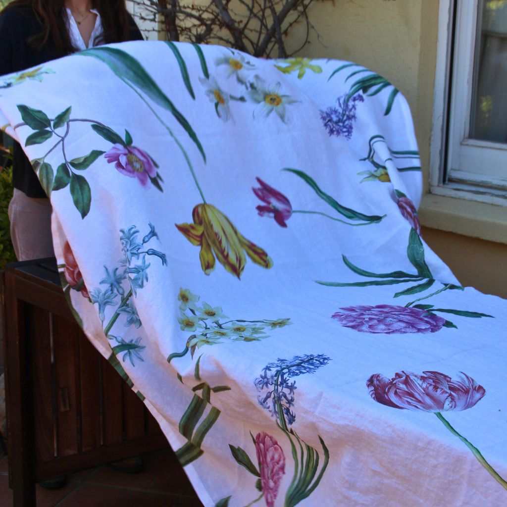 Linen Flower Tablecloth
