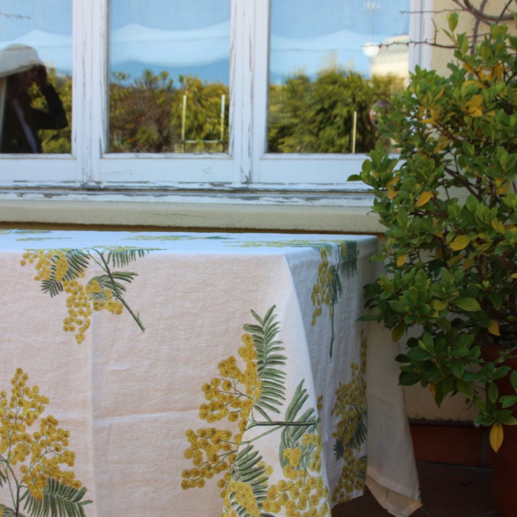 Mimosas Linen Tablecloth