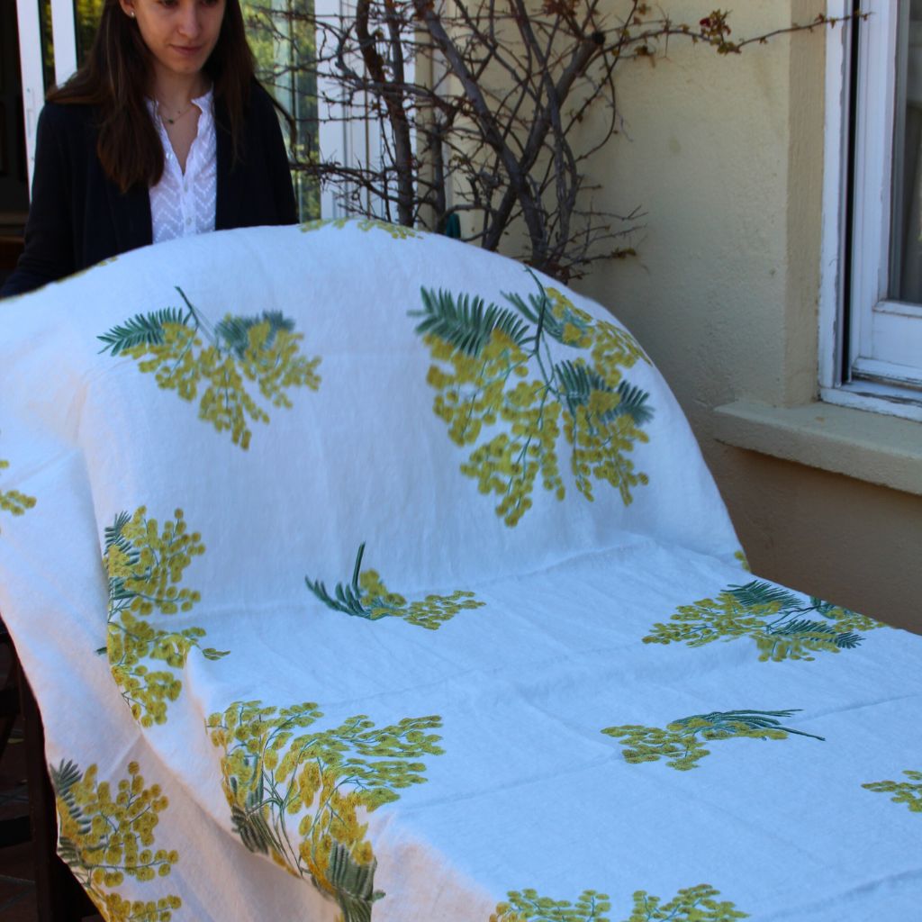 Mimosas Linen Tablecloth