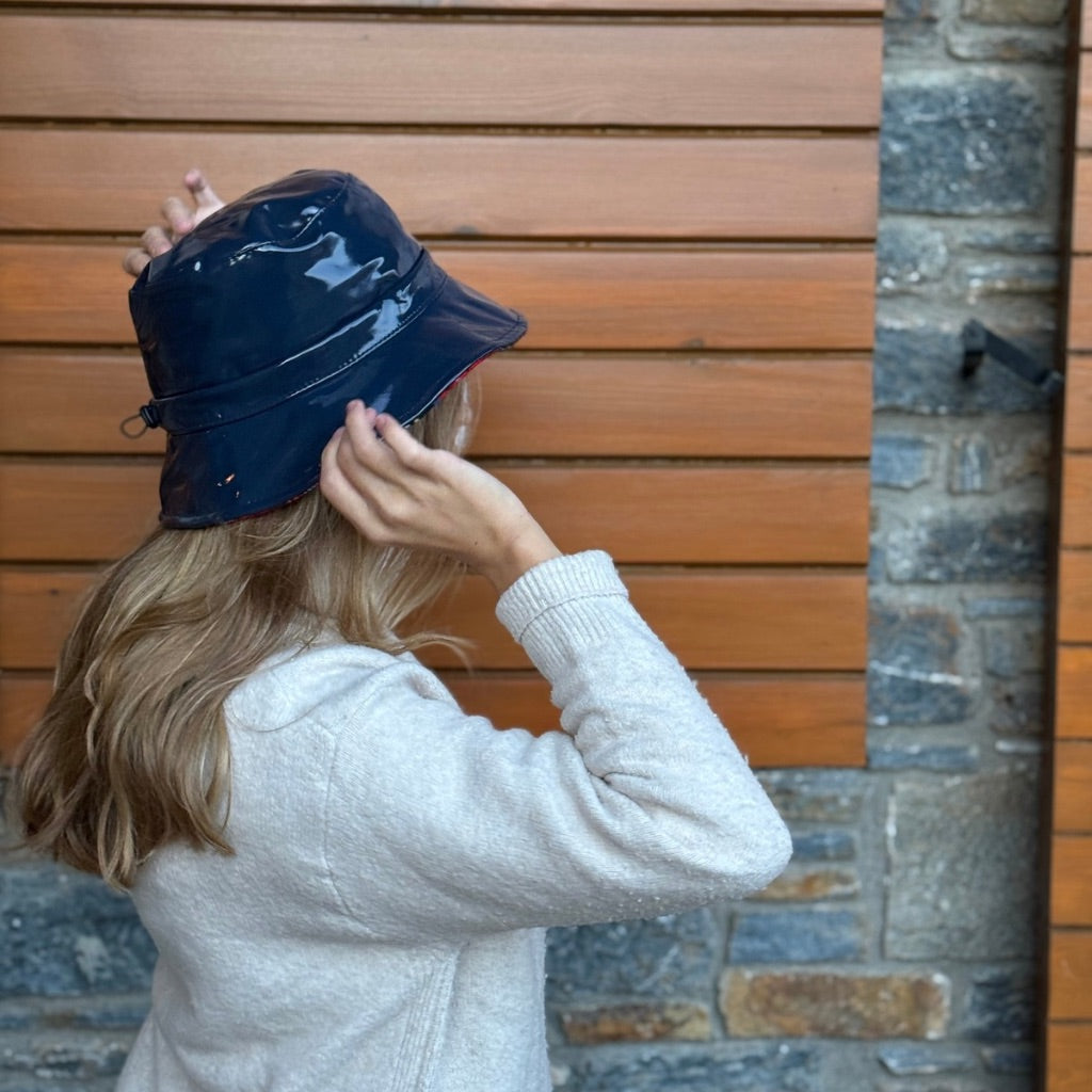 Gorro Lluvia Reversible Azul y Escocés
