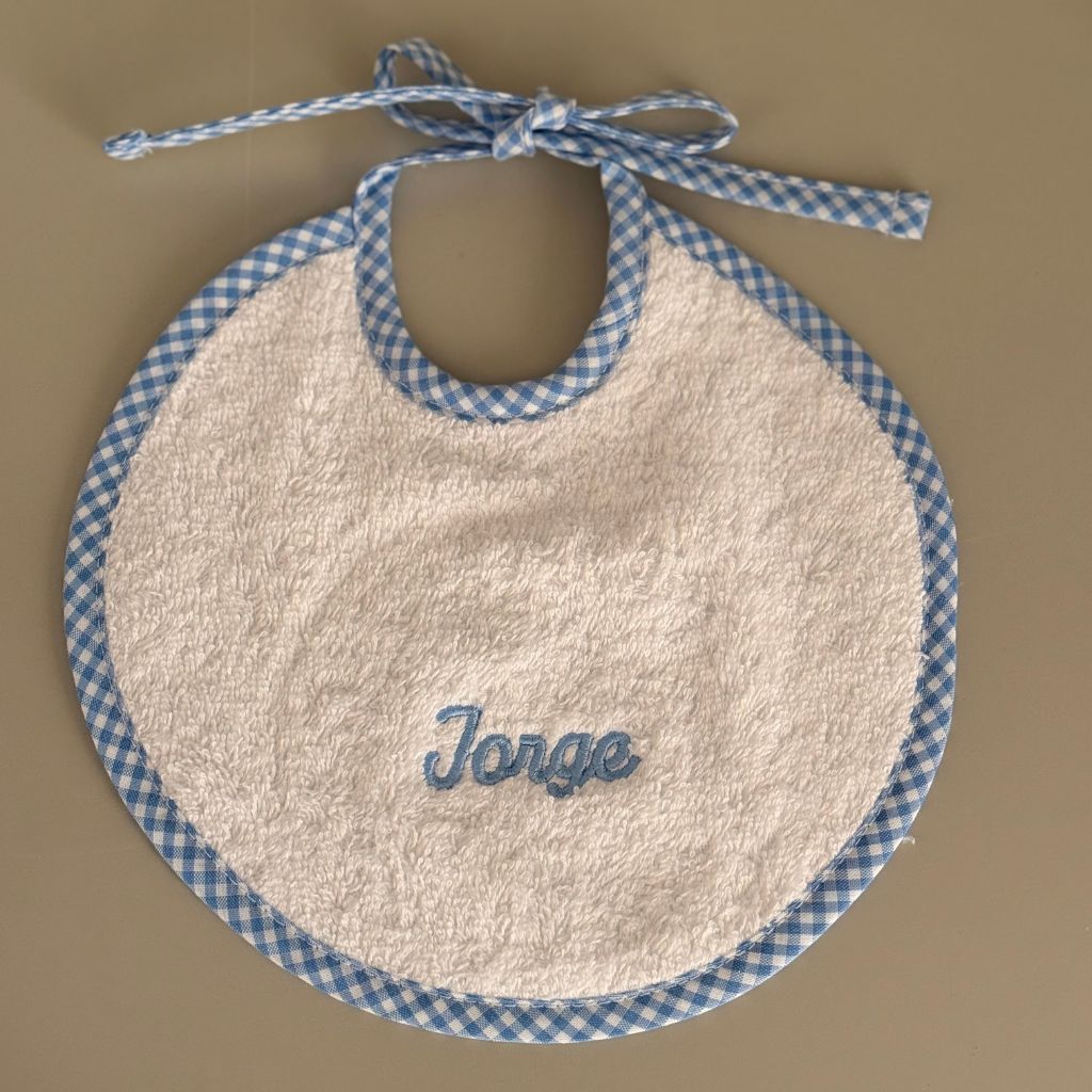 Babero Redondo Rizo Vichy Azul