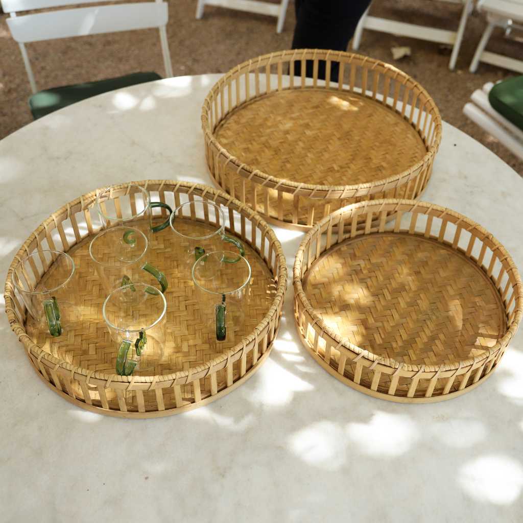 Large Round Wooden Tray